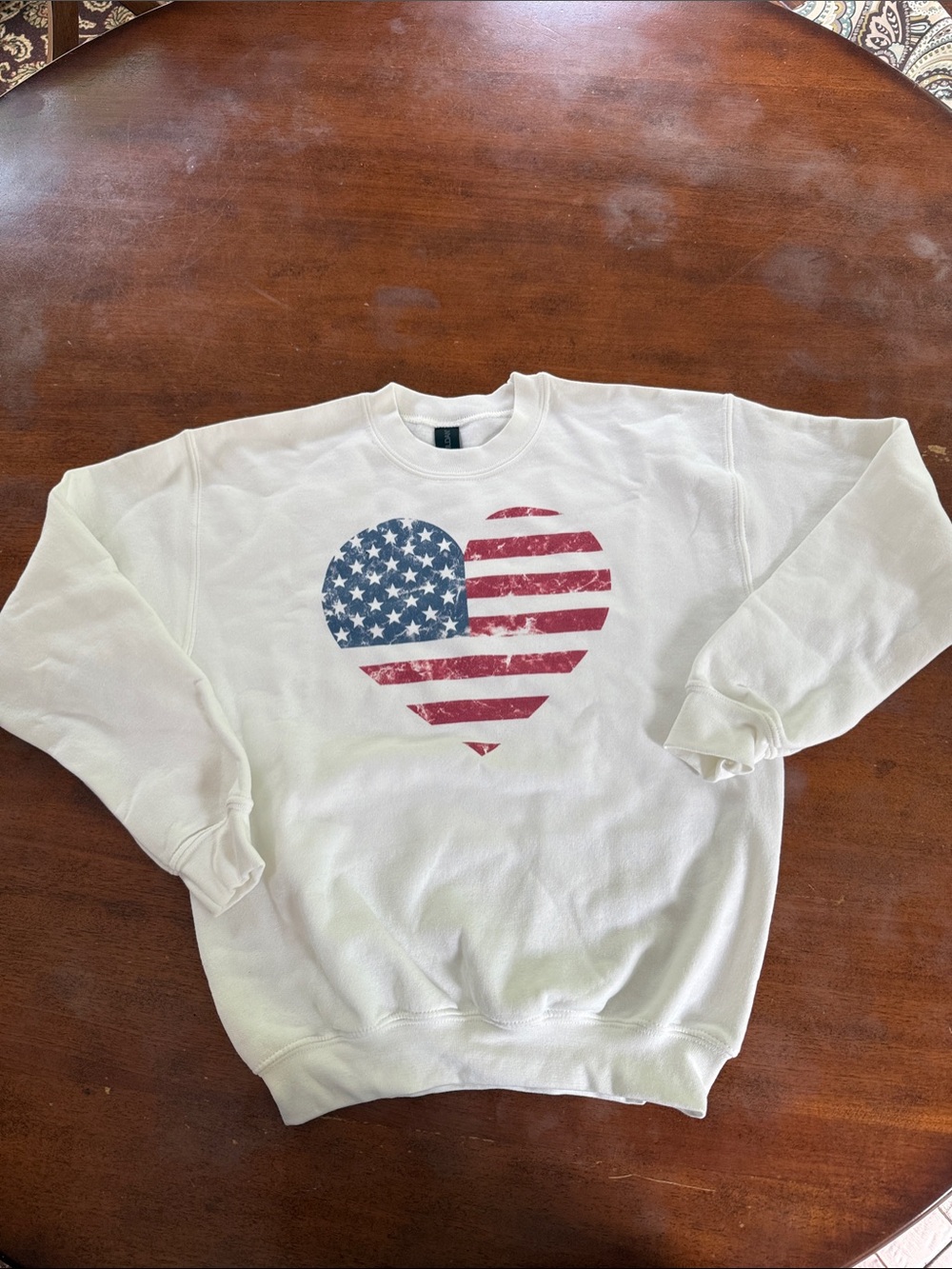 Little Girls Patriotic American Flag Heart Graphic NWOT